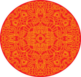 圆形 红色 精美 花纹 图案