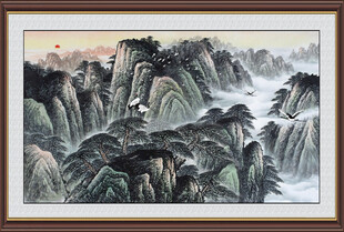 旭日东升山水画