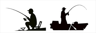 两人船上垂钓图