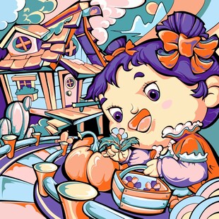 可爱女孩的奇幻下午茶时光