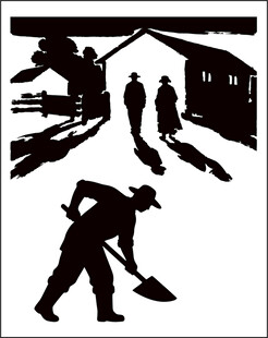 火车站工人与旅客剪影