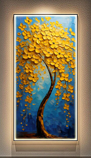 原创客厅高档装饰油画手绘发财树