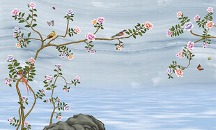 新中式花鸟背景墙