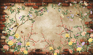 新中式花鸟背景墙