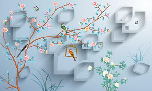 新中式花鸟背景墙