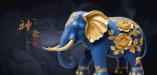 蓝色金饰大象