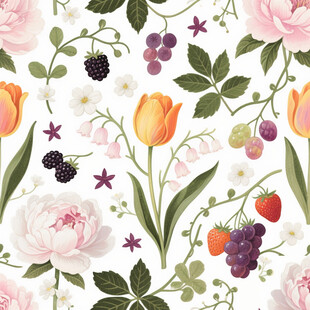 花卉水果无缝图案设计