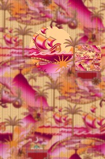 梦幻粉色花卉棕榈图案