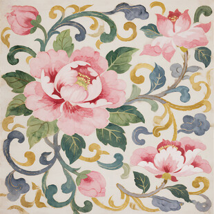 中式牡丹花纹饰图案