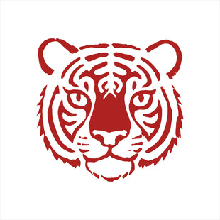 红色线条勾勒的老虎头像