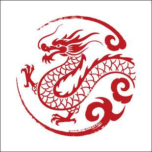 传统红色龙形图腾图案