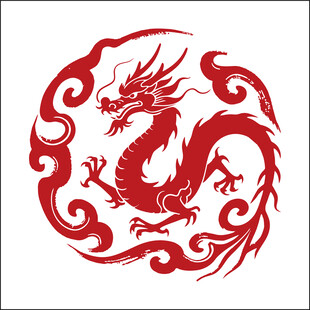 中式红底龙纹传统图案