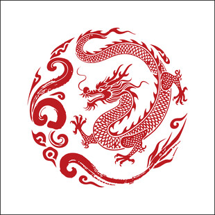 中式红底龙纹传统图案