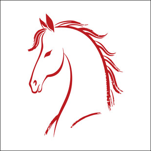 红色线条勾勒的马头图案