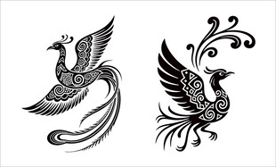 双凤纹身图案设计