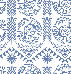 蓝白几何植物花纹图案