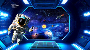 3D立体宇航员太空舱背景墙