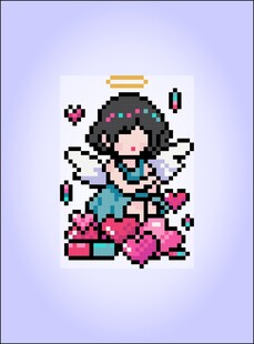 像素风可爱小天使十字绣印花图案