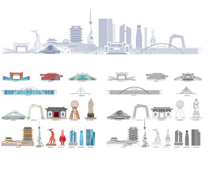 临沂地标建筑矢量图