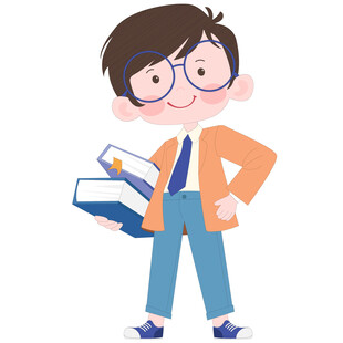 戴眼镜小老师抱着书籍儿童插画