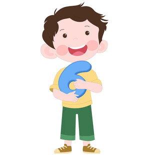 可爱儿童拿着数字男孩教育类插画