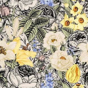 花卉图案布料数码印花四方连续