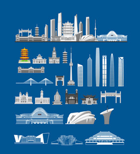 武汉地标建筑矢量图
