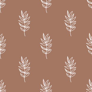 棕色背景简约枝叶图案