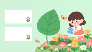 小女孩浇花背景图