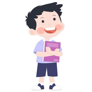 开学季儿童拿着书籍去上学的男孩