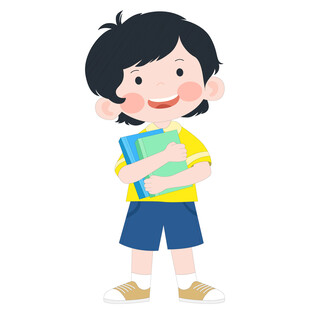 开学季儿童抱着书籍去上学的男孩