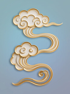 中式金色祥云图案设计