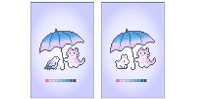 可爱卡通伞下小兔图案T恤衫像素