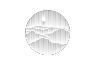 圆形山水简约艺术图案