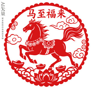 马年剪纸