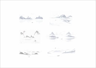 水墨风格山峦矢量素材