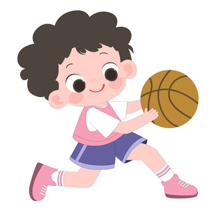 穿着运动服打篮球的男孩教育插画