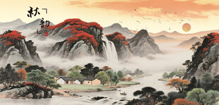 秋日山水画