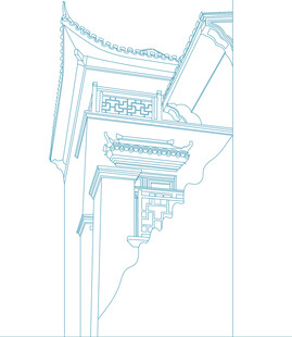 中式建筑构件线条图 建筑