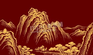 国风金色山脉背景