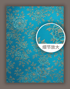 中式传统古典花纹蓝色锦缎图案