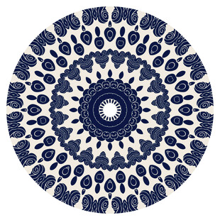 蓝白圆形传统花纹图案