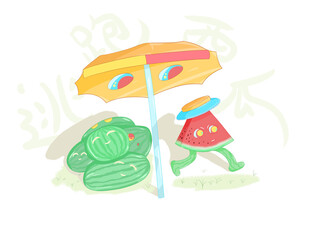 夏日清凉 西瓜 遮阳伞