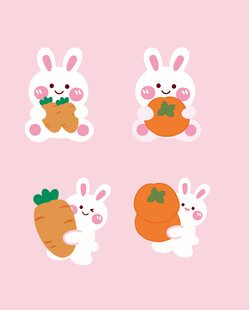 可爱兔子抱胡萝卜插画