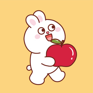 白兔抱红苹果超可爱