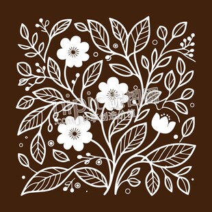 白色花卉枝叶纹理贴纸