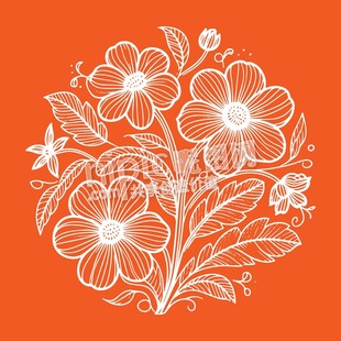 橙色背景花卉图案设计
