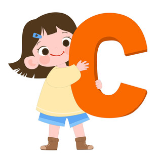 开学季英语课抱着字母C的女孩