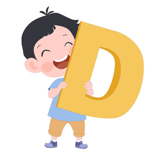 开学季英语课抱着字母D的男孩