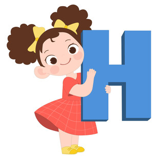 开学季英语课抱着字母H的女孩